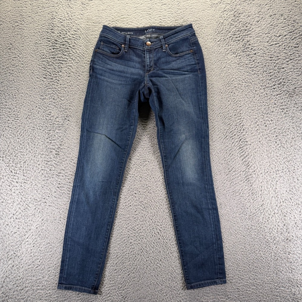 Loft Ann Taylor Jeans Womens 2 Blue Cotton Denim Skinny Workwear Curvy Stretch‎